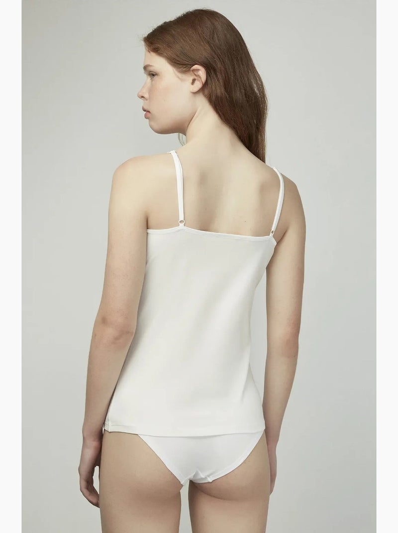 Camiseta de tirantes acanalada de mezcla de algodón penti Blanco - Kiabi