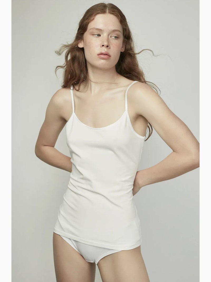 Camiseta de tirantes acanalada de mezcla de algodón penti Blanco - Kiabi