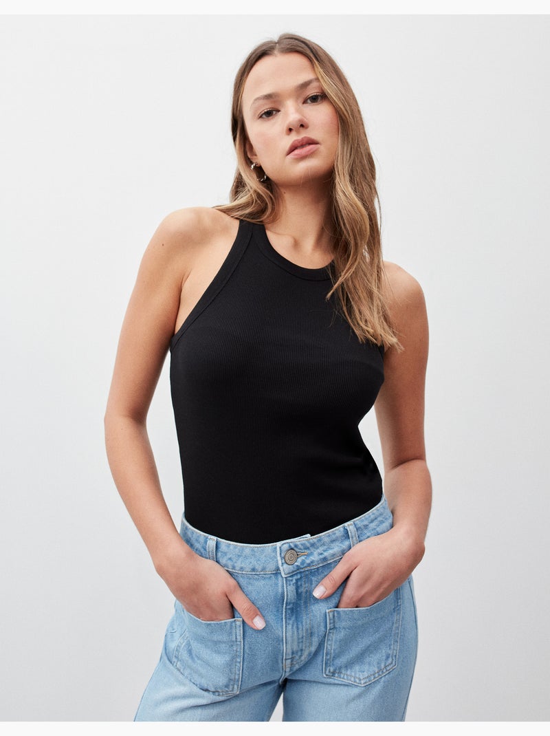 Camiseta de tirantes acanalada, MO Fashion Negro - Kiabi