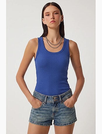Camiseta de tirantes ajustada de algodón con cuello en u istanbul