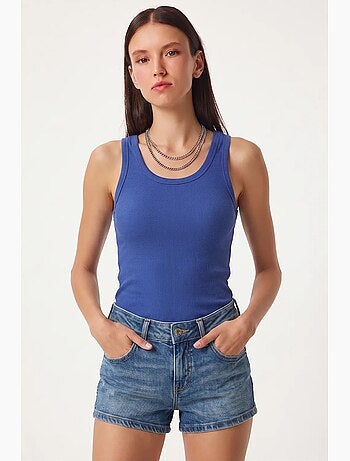 Camiseta de tirantes ajustada de algodón con cuello en u istanbul