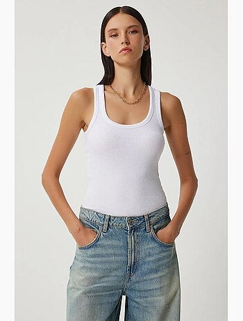 Camiseta de tirantes ajustada de algodón con cuello en u istanbul