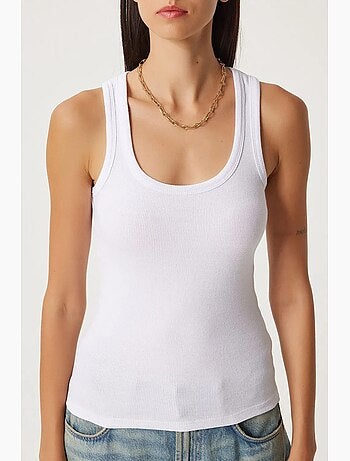 Camiseta de tirantes ajustada de algodón con cuello en u istanbul