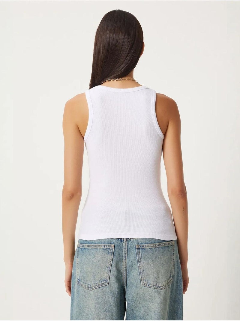 Camiseta de tirantes ajustada de algodón con cuello en u istanbul Blanco - Kiabi