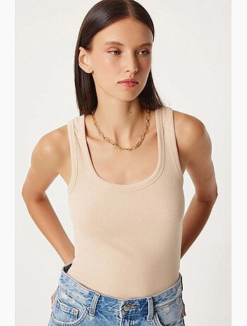 Camiseta de tirantes ajustada de algodón con cuello en u istanbul