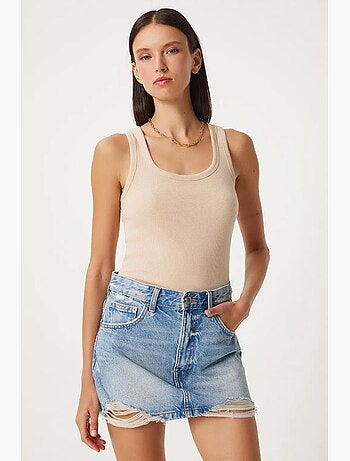 Camiseta de tirantes ajustada de algodón con cuello en u istanbul