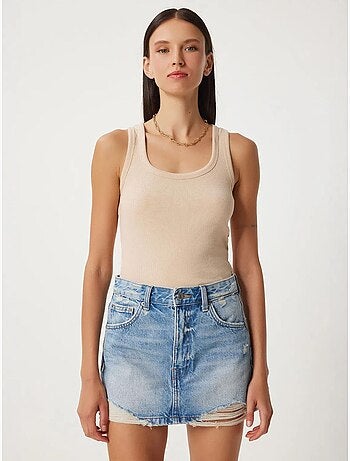Camiseta de tirantes ajustada de algodón con cuello en u istanbul