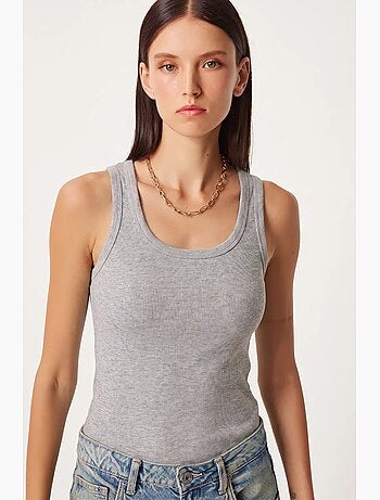Camiseta de tirantes ajustada de algodón con cuello en u istanbul