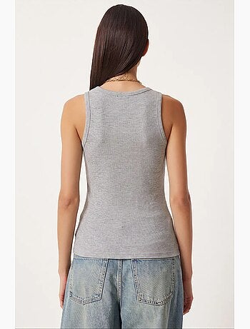 Camiseta de tirantes ajustada de algodón con cuello en u istanbul