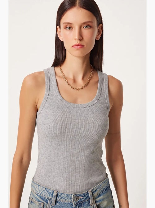 Camiseta de tirantes ajustada de algodón con cuello en u istanbul - Kiabi