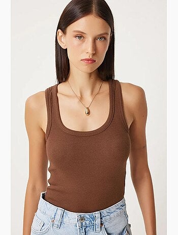 Camiseta de tirantes ajustada de algodón con cuello en u istanbul