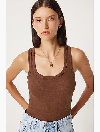 Camiseta de tirantes ajustada de algodón con cuello en u istanbul