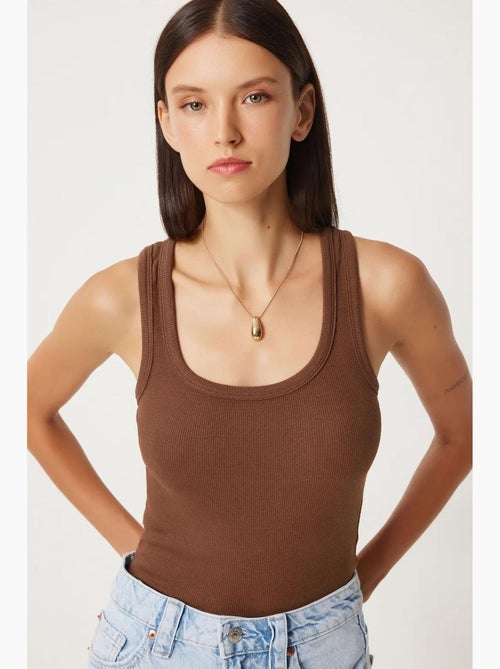 Camiseta de tirantes ajustada de algodón con cuello en u istanbul - Kiabi