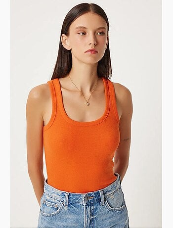 Camiseta de tirantes ajustada de algodón con cuello en u istanbul