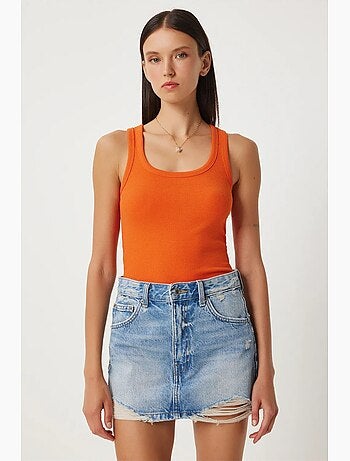 Camiseta de tirantes ajustada de algodón con cuello en u istanbul
