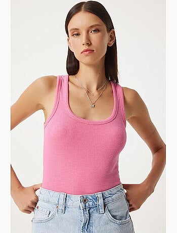 Camiseta de tirantes ajustada de algodón con cuello en u istanbul