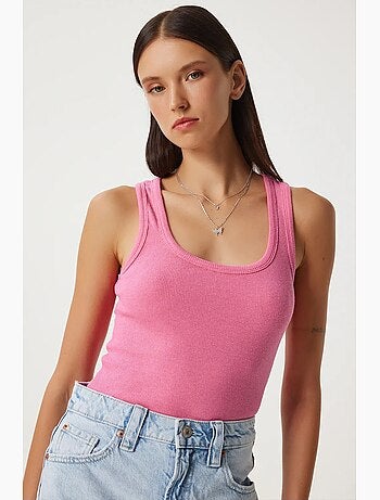 Camiseta de tirantes ajustada de algodón con cuello en u istanbul