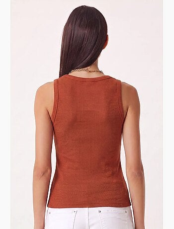 Camiseta de tirantes ajustada de algodón con cuello en u istanbul