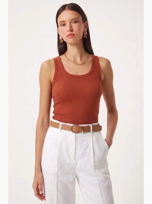 Camiseta de tirantes ajustada de algodón con cuello en u istanbul - Kiabi