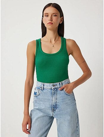 Camiseta de tirantes ajustada de algodón con cuello en u istanbul