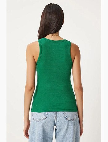Camiseta de tirantes ajustada de algodón con cuello en u istanbul