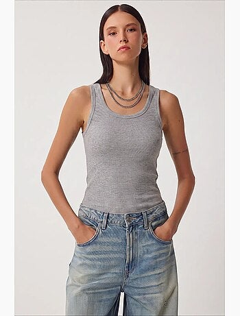 Camiseta de tirantes ajustada de punto con cuello en u, pack de 2 istanbul