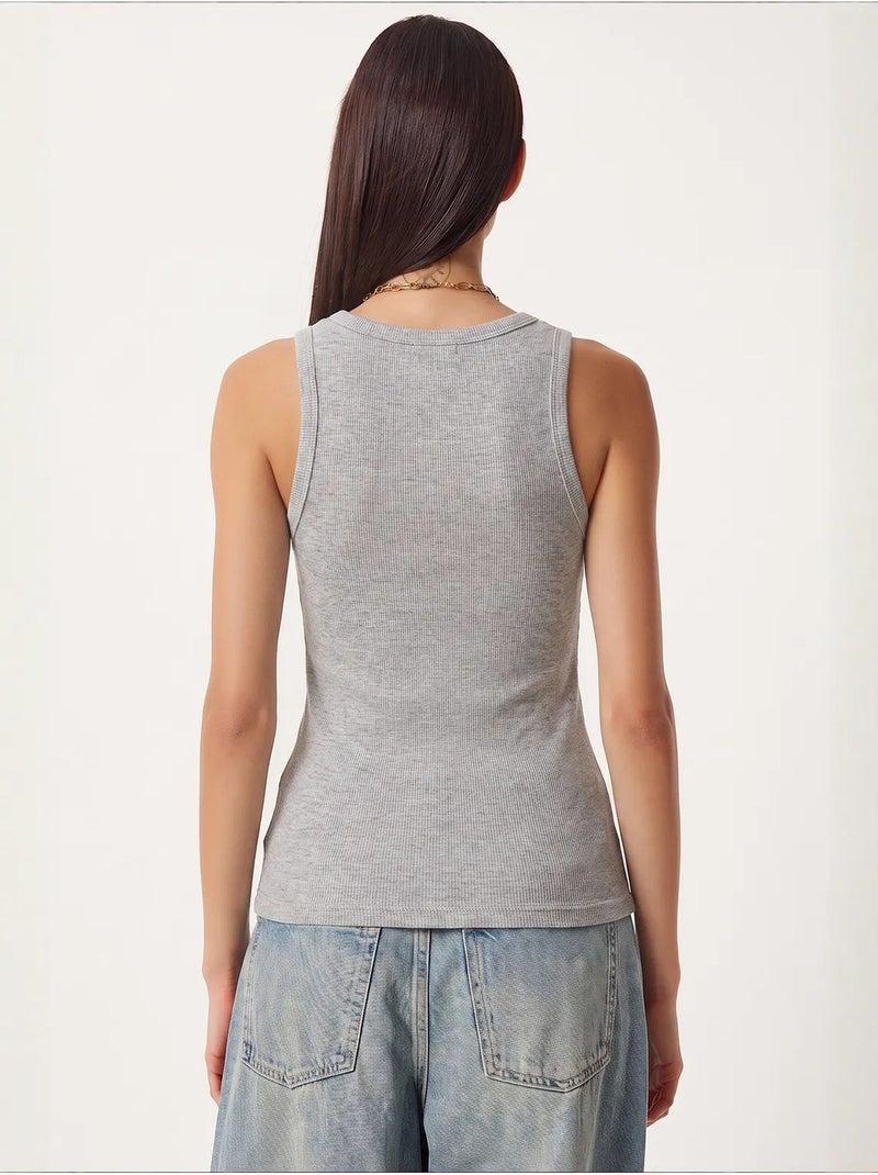 Camiseta de tirantes ajustada de punto con cuello en u, pack de 2 istanbul Azul cobalto - Kiabi