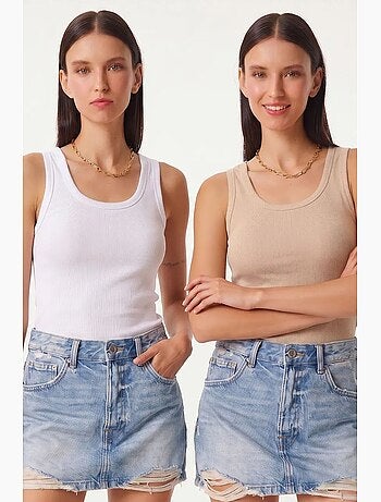 Camiseta de tirantes ajustada de punto con cuello en u, pack de 2 istanbul