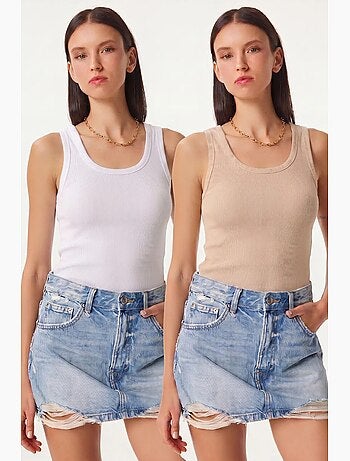 Camiseta de tirantes ajustada de punto con cuello en u, pack de 2 istanbul