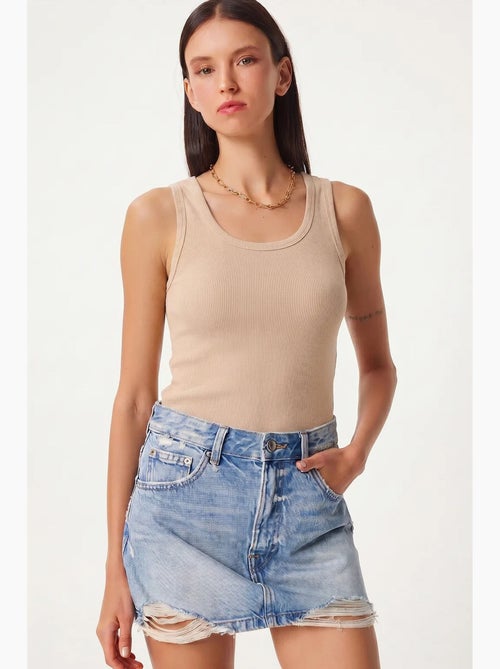 Camiseta de tirantes ajustada de punto con cuello en u, pack de 2 istanbul - Kiabi