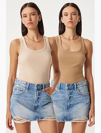 Camiseta de tirantes ajustada de punto con cuello en u, pack de 2 istanbul