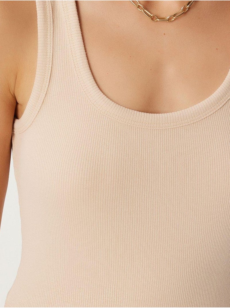 Camiseta de tirantes ajustada de punto con cuello en u, pack de 2 istanbul Beige - Kiabi