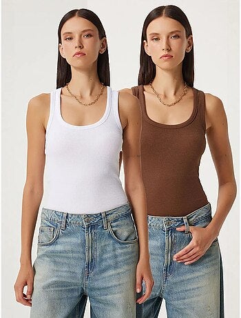 Camiseta de tirantes ajustada de punto con cuello en u, pack de 2 istanbul