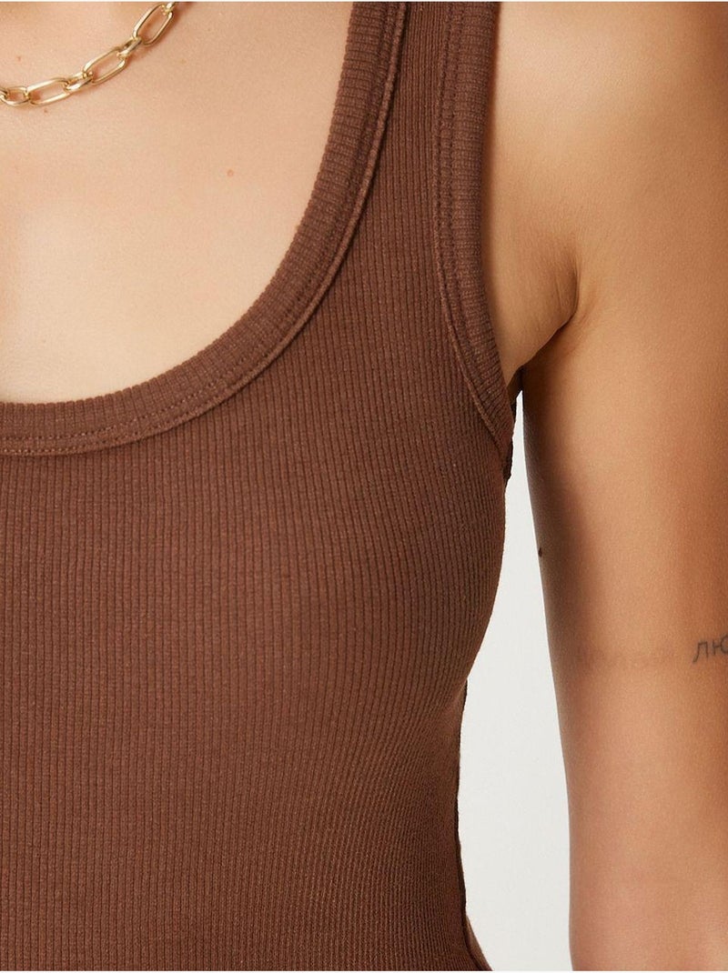 Camiseta de tirantes ajustada de punto con cuello en u, pack de 2 istanbul Marrón chocolate - Kiabi