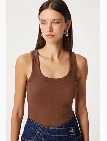 Camiseta de tirantes ajustada de punto con cuello en u, pack de 2 istanbul