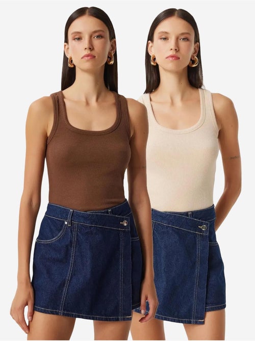 Camiseta de tirantes ajustada de punto con cuello en u, pack de 2 istanbul - Kiabi Camiseta de tirantes ajustada de punto con cuello en u, pack de 2 istanbul - Kiabi