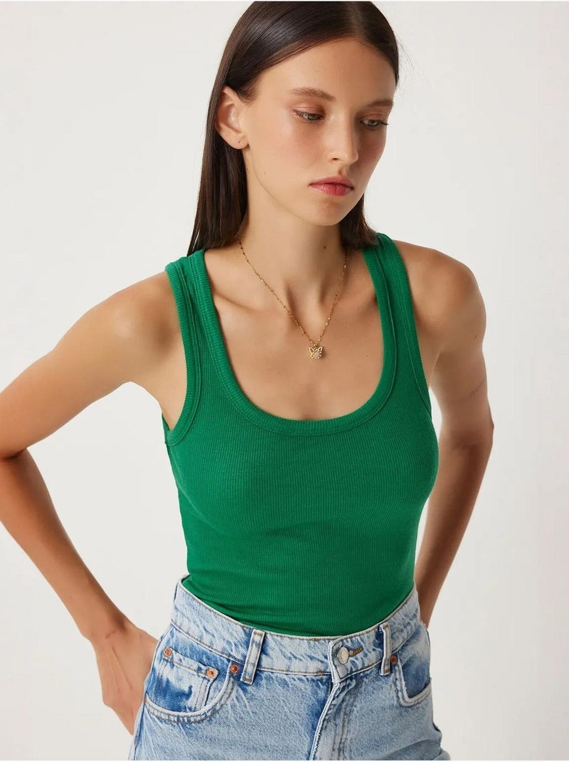 Camiseta de tirantes ajustada de punto con cuello en u, pack de 2 istanbul Naranja - Kiabi