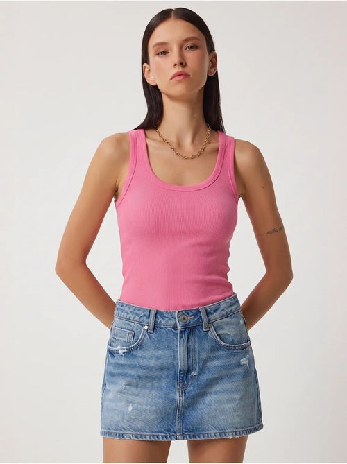 Camiseta de tirantes ajustada de punto con cuello en u, pack de 2 istanbul - Kiabi Camiseta de tirantes ajustada de punto con cuello en u, pack de 2 istanbul - Kiabi