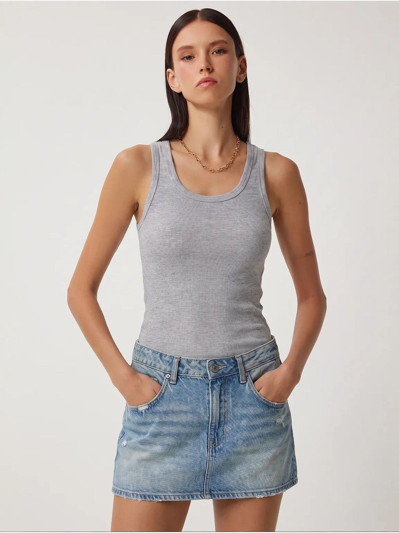 Camiseta de tirantes ajustada de punto con cuello en u, pack de 2 istanbul Rosa fluo/Solinotes - Kiabi
