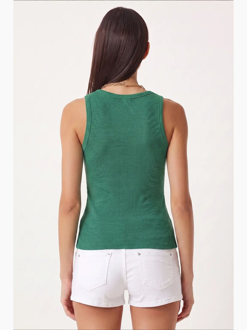 Camiseta de tirantes ajustada de punto con cuello en u, pack de 2 istanbul Verde - Kiabi