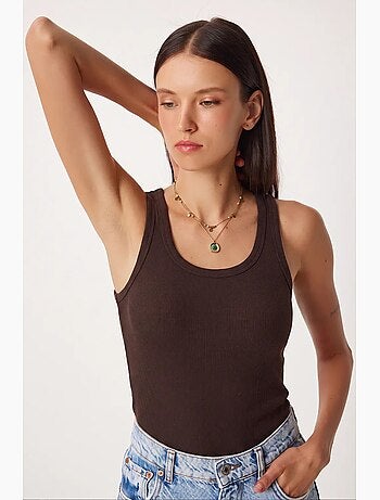 Camiseta de tirantes ajustada de punto con cuello en u, pack de 2 istanbul