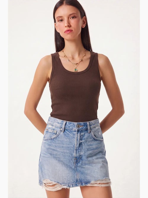 Camiseta de tirantes ajustada de punto con cuello en u, pack de 2 istanbul - Kiabi
