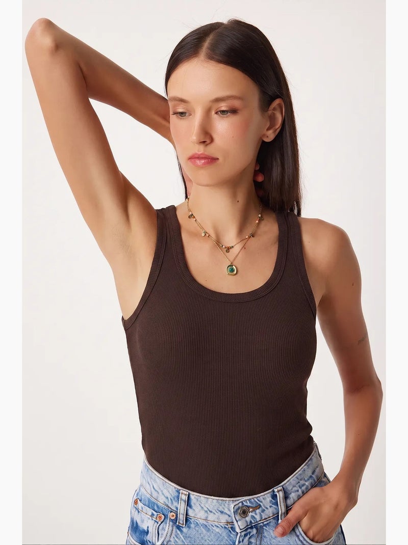 Camiseta de tirantes ajustada de punto con cuello en u, pack de 2 istanbul Verde oscuro - Kiabi