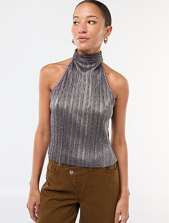 Camiseta de tirantes americana en punto plisado