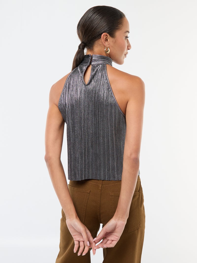 Camiseta de tirantes americana en punto plisado Gris - Kiabi