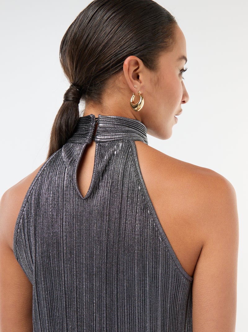 Camiseta de tirantes americana en punto plisado Gris - Kiabi