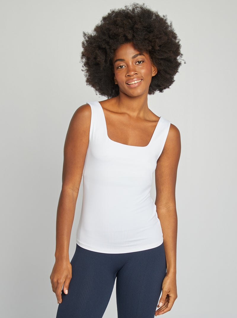 Camiseta de tirantes anchos cuello cuadrado blanco - Kiabi