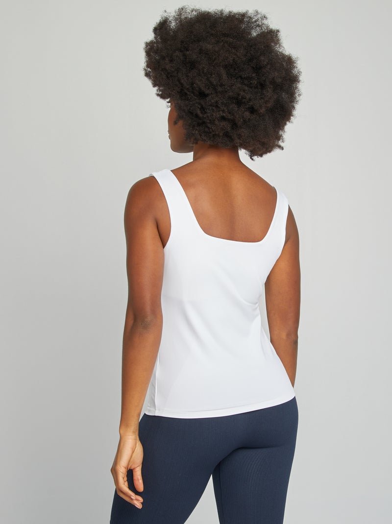 Camiseta de tirantes anchos cuello cuadrado blanco - Kiabi