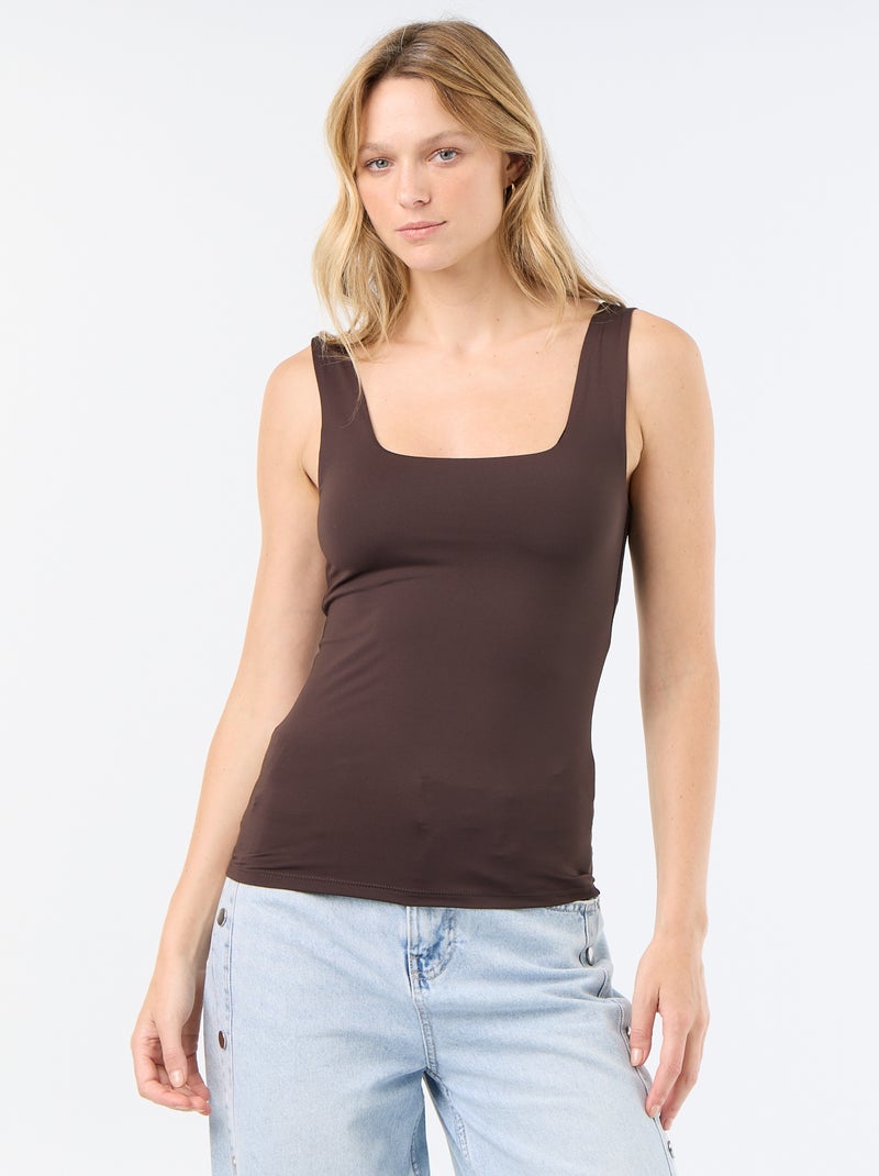 Camiseta de tirantes anchos cuello cuadrado Marron - Kiabi