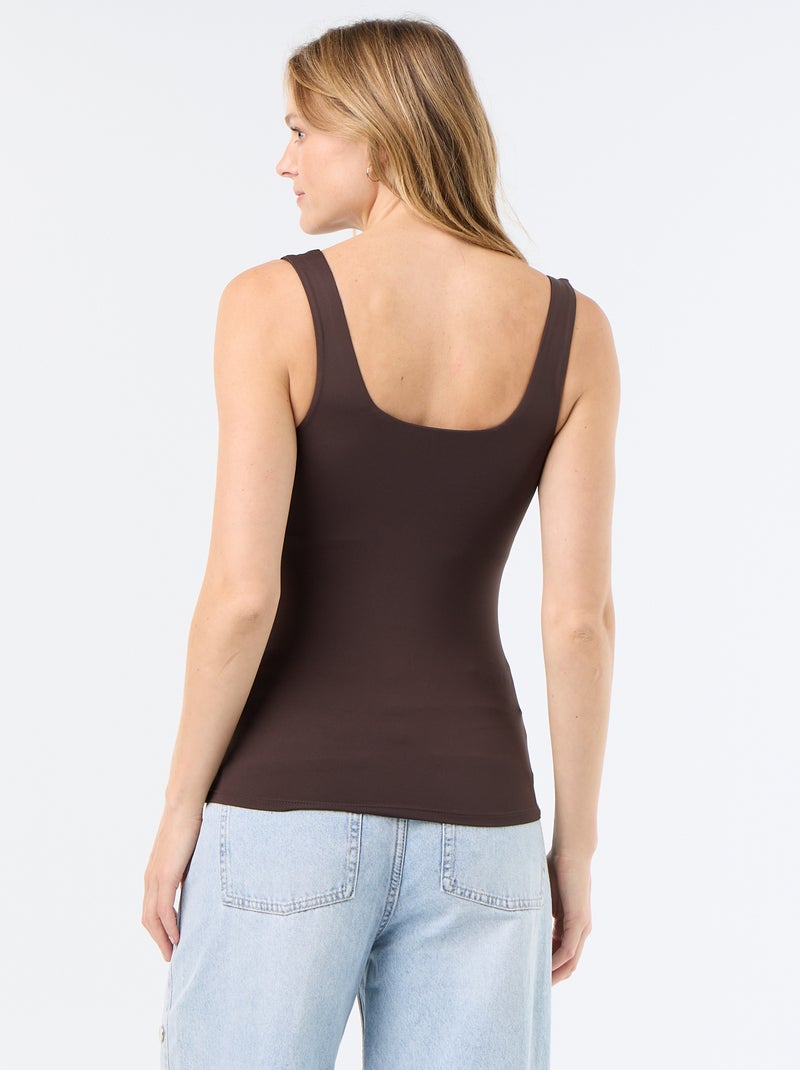 Camiseta de tirantes anchos cuello cuadrado Marron - Kiabi